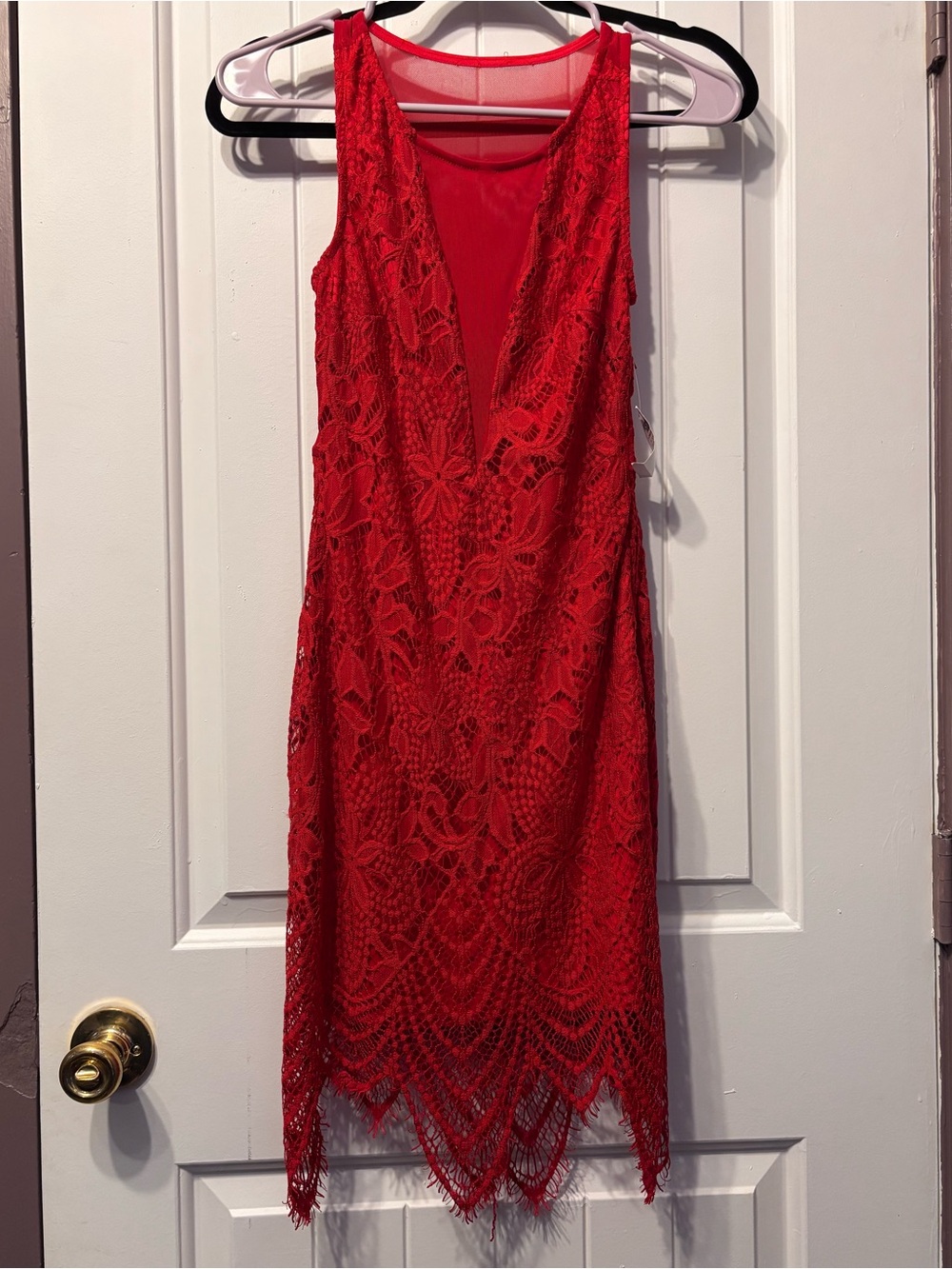 Charlotte Russe Code Afterparty Red Lace Sleeveless Dress